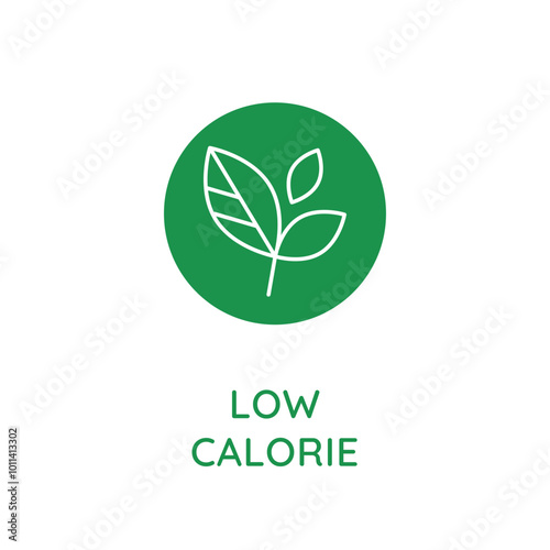 Vector line design element, badge and icon for food and cosmetics packaging in mono linear style - low calorie