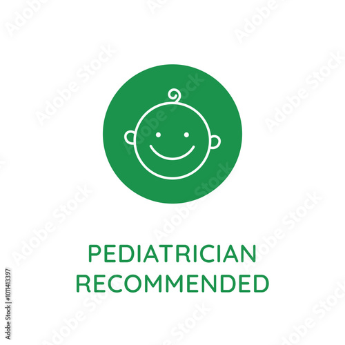 Vector line design element, badge and icon for food and cosmetics packaging in mono linear style - paediatrician recommended