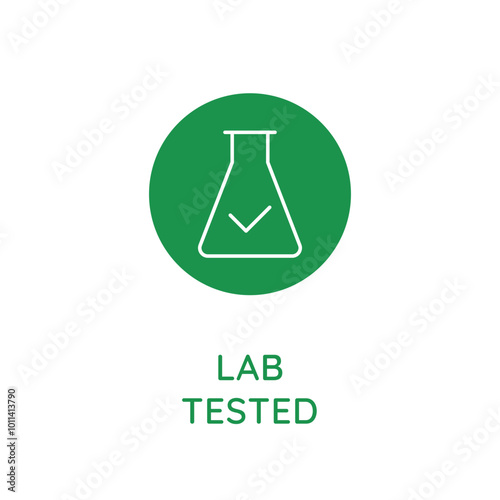 Vector line design element, badge and icon for food and cosmetics packaging in mono linear style - lab tested