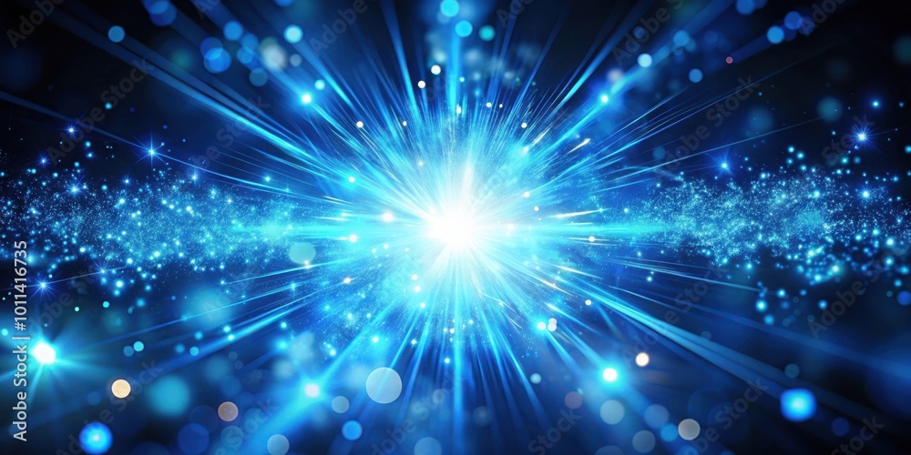 Fototapeta premium Vibrant Rendering of Blue Sparks with Blurred Bright Light for Creative Concepts