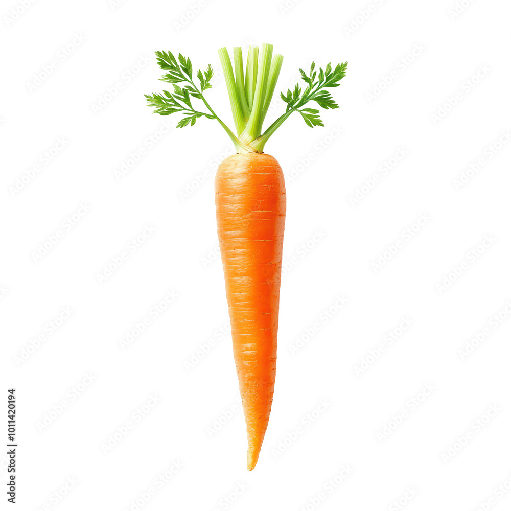 Fresh organic carrot with green tops on transparent background Fresh organic carrot with green tops on transparent background