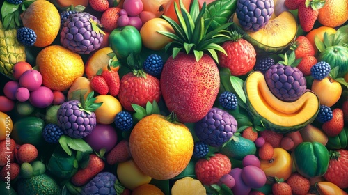 Vibrant Assortment of Fresh Fruits and Berries