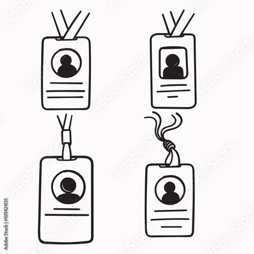 employee id card icon illustration in doodle handdrawn style