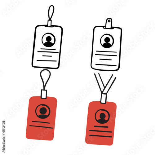 employee id card icon illustration in doodle handdrawn style