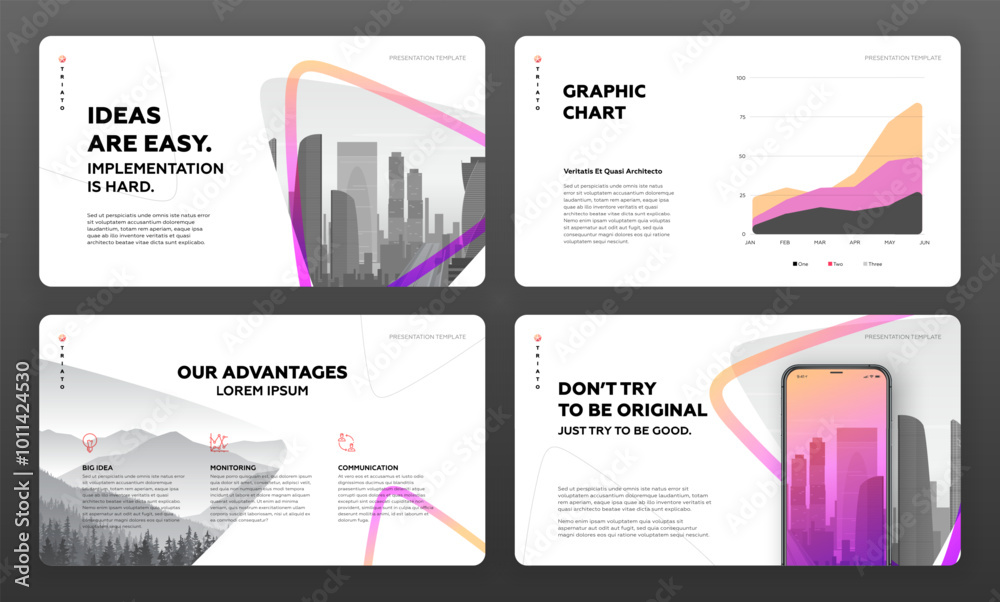 Business presentation template set. Use for modern presentation background, brochure design, website slider, landing page, annual report, company profile.
