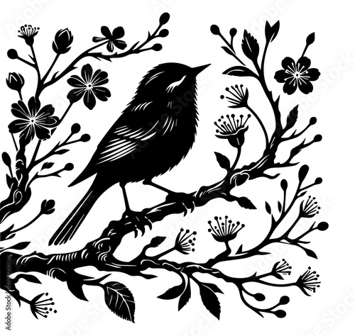 birds on flower tree