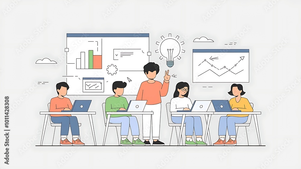 a vector illustration of a shared workspace