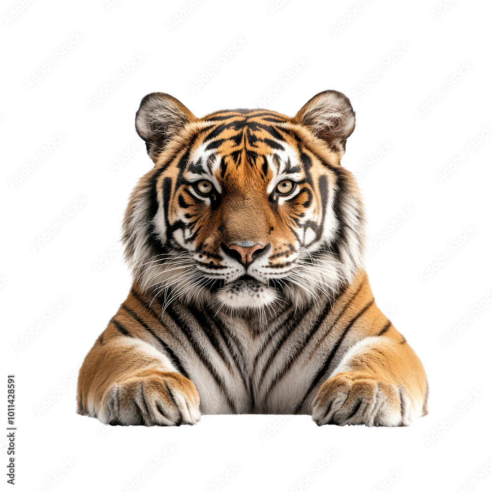 Fototapeta premium Majestic tiger resting with a focused gaze