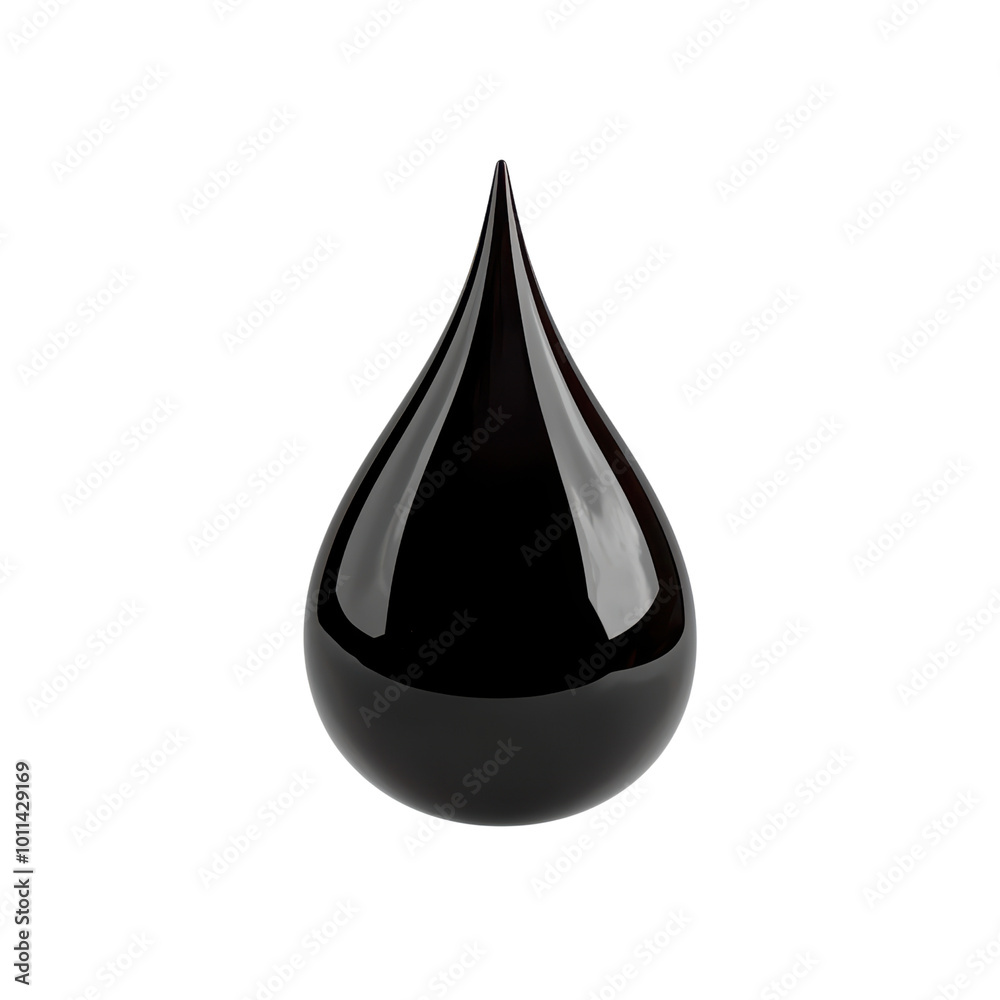 Glossy black liquid drop with a sleek design Glossy black liquid drop with a sleek design