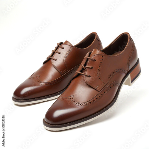 Wallpaper Mural Elegant brown leather dress shoes on white background Torontodigital.ca