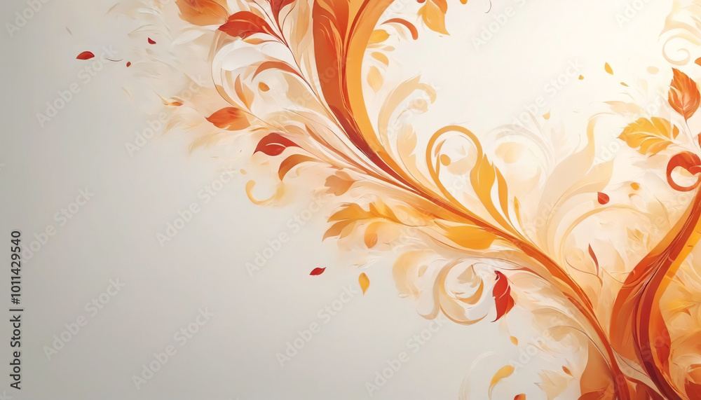 White paper background with warm tones flourishes and copy space White paper background with warm tones flourishes and copy space