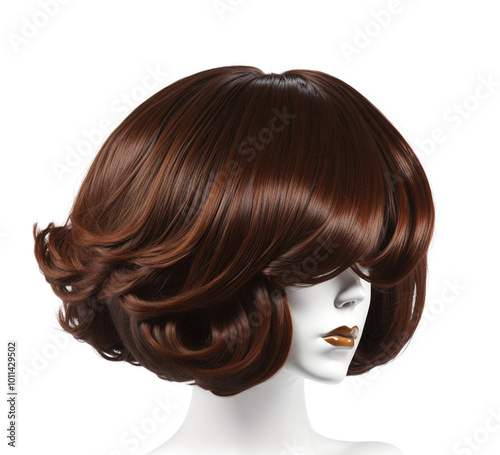 Elegant chocolate brown bob wig on mannequin