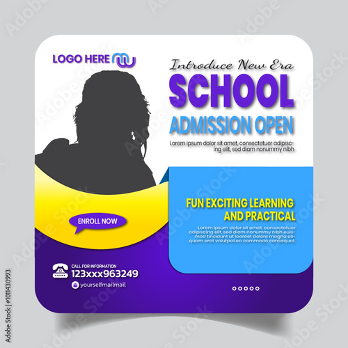 Kindergarten School Admission Social Media Post Design Banner