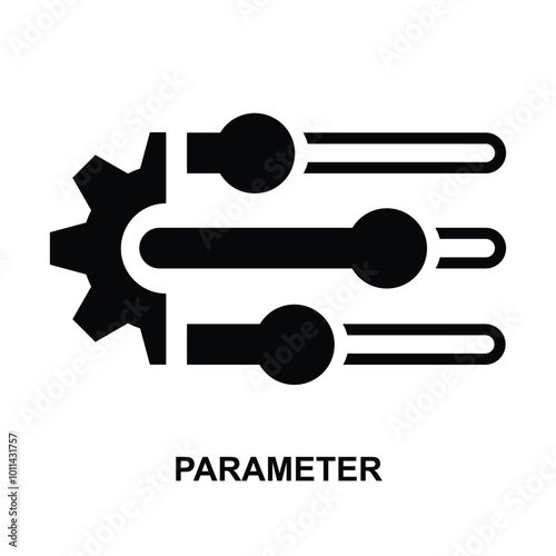 Parameter icon. The black parameter symbol isolated on background vector illustration.