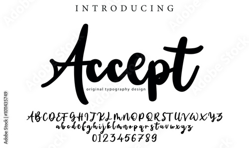Accept Font Stylish brush painted an uppercase vector letters, alphabet, typeface