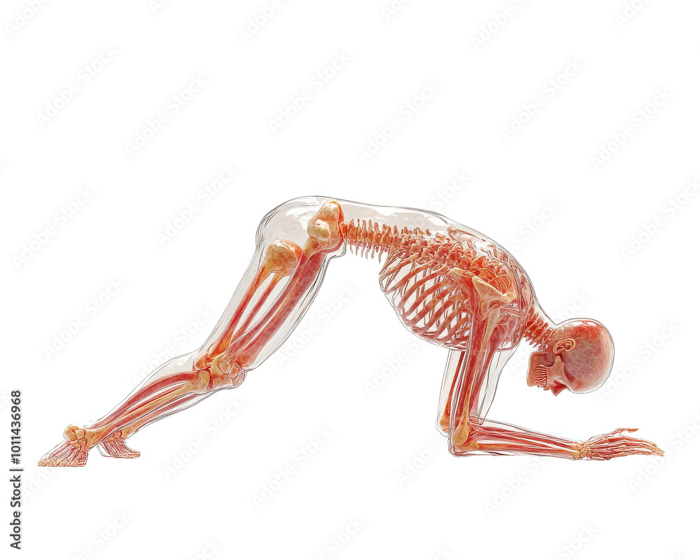 Obraz premium Anatomical model demonstrating a yoga pose on a white background