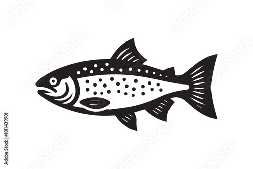 salmon fish vector silhouette isolated in white background