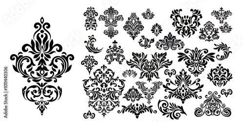 SET Damask Graphic Or
nament Floral Design