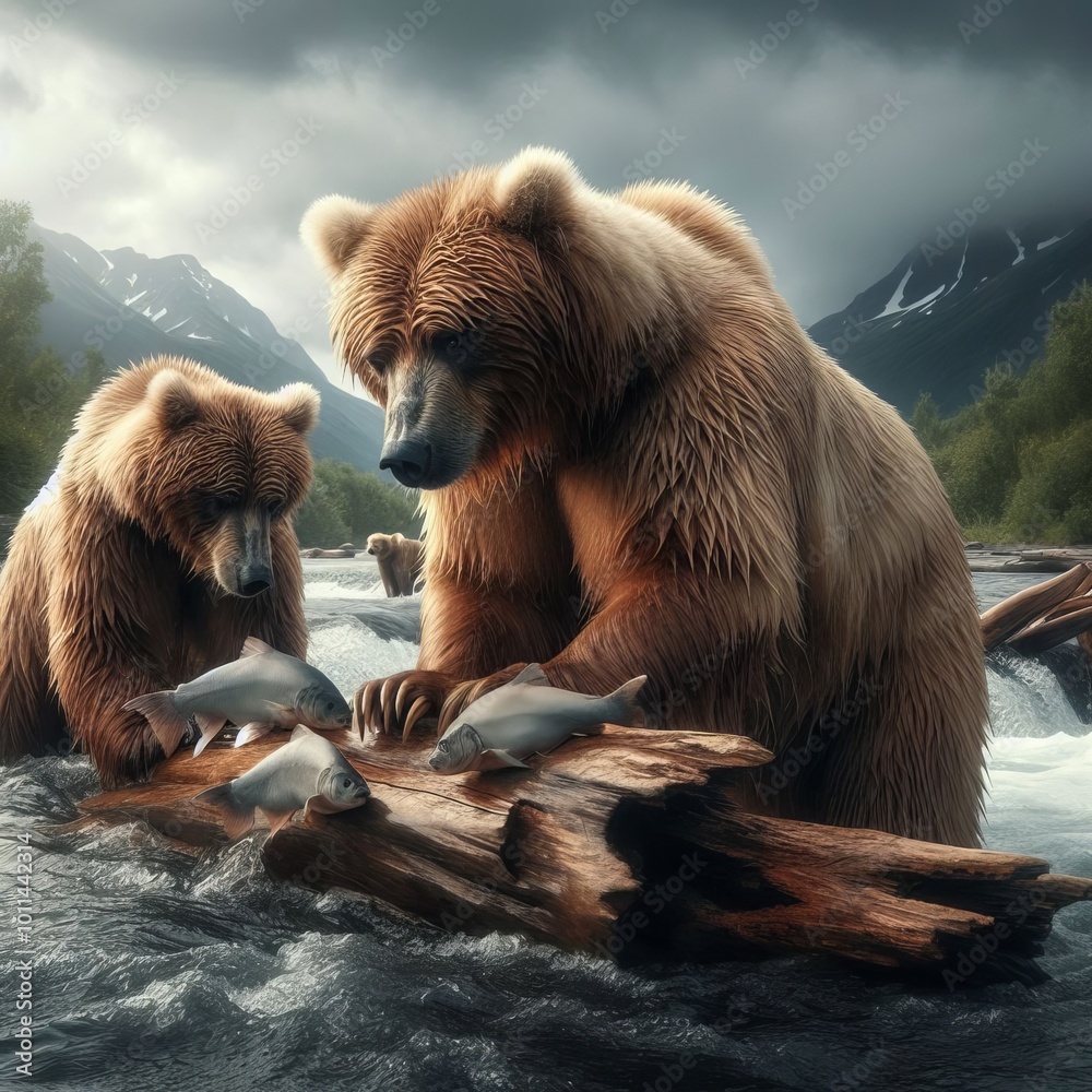 Obraz premium Grizzly Bear Fur that can range from blonde to nearly black with