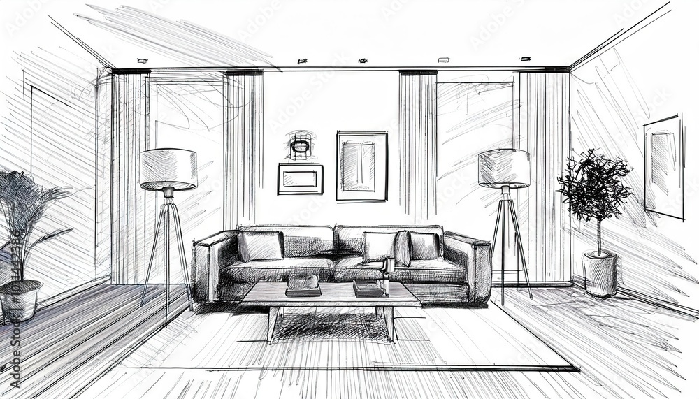 Interior living room sketch Interior living room sketch