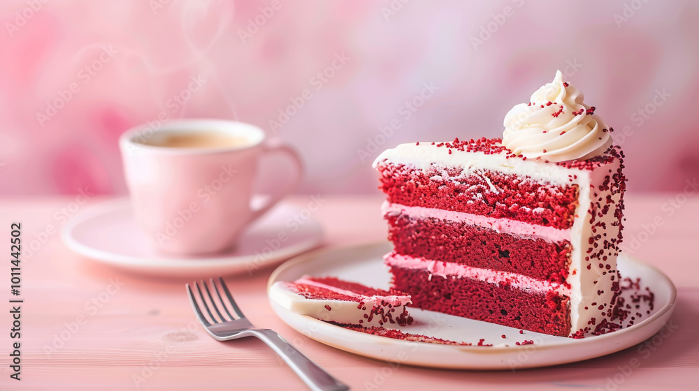 Photo of red velvet cake on the table Photo of red velvet cake on the table
