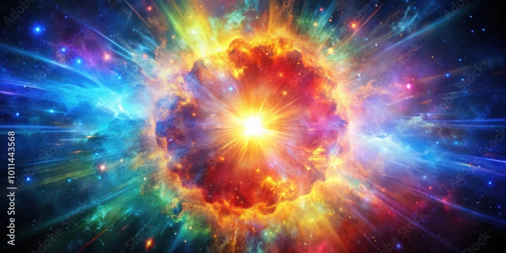 Vibrant Cosmic Explosion with Burst of Intense Energy and Bright Colors Vibrant Cosmic Explosion with Burst of Intense Energy and Bright Colors