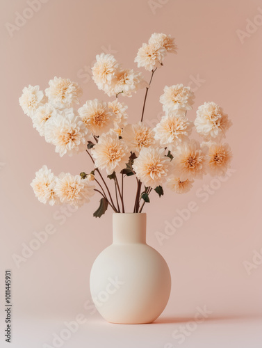Vase with Chrysanthemum With a pastel background