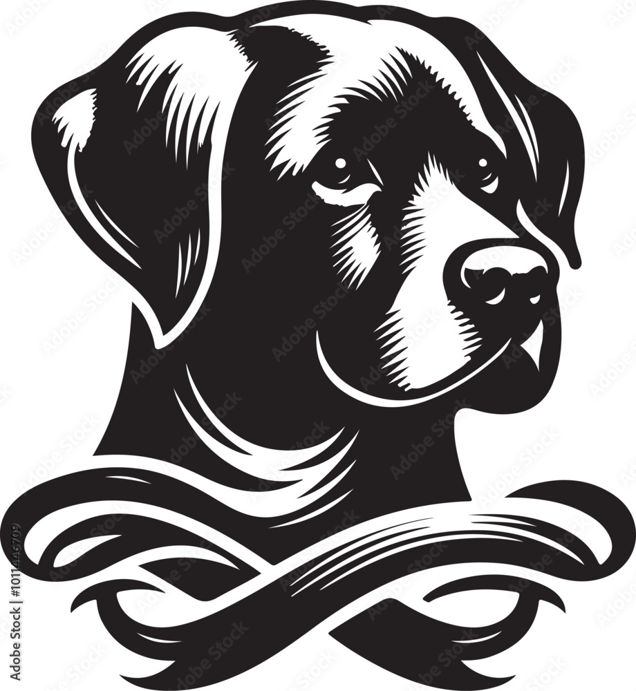 Dog silhouette. Vector silhouette of dog on white background.