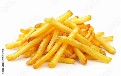 Pile of french fries isolated on a white background