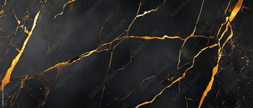 A black and gold marble wall with cracks and splinters A black and gold marble wall with cracks and splinters