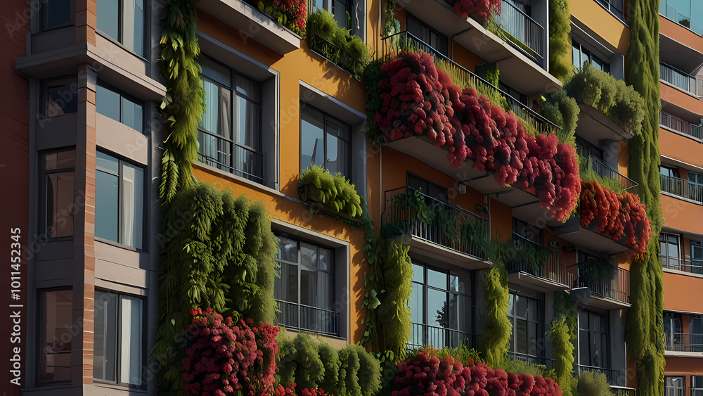 Fototapeta premium Showcasing a pattern view of an apartment building