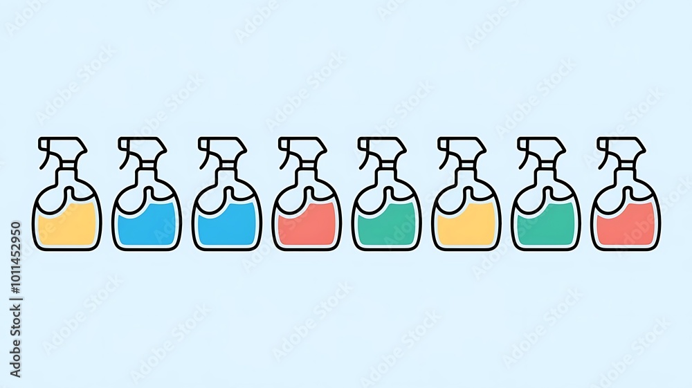 a spray bottle icon set illustration