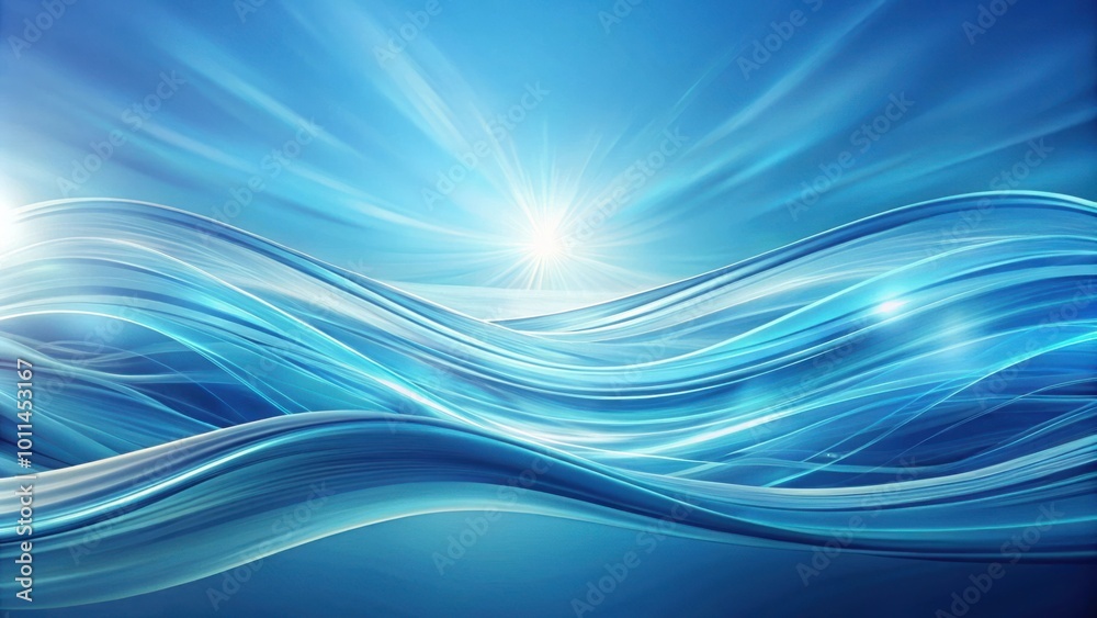 Abstract blue wavy design with a bright light in the background, symbolizing a luminous path in a digital landscape. Abstract blue wavy design with a bright light in the background, symbolizing a luminous path in a digital landscape.