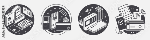 contactless payment methods smartphone laptop smartwatch, rfid wireless cashless