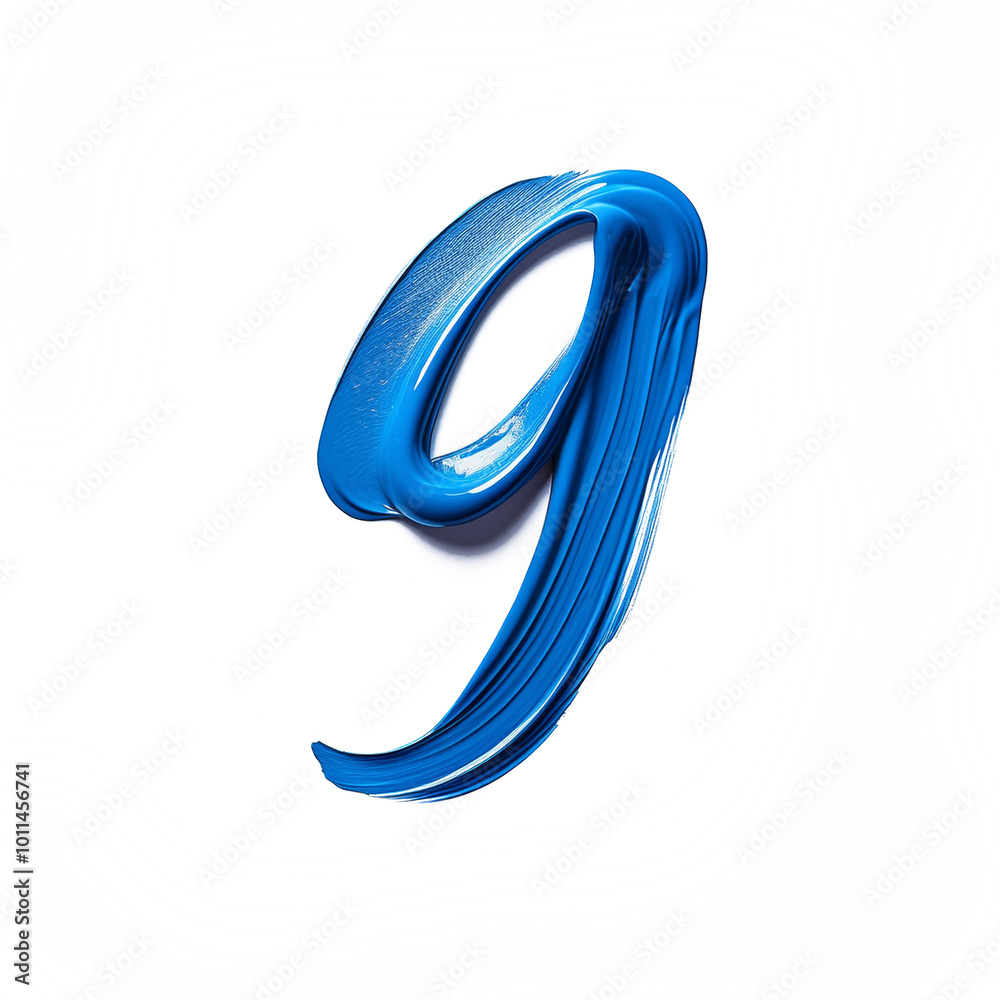 Number 9 made of blue paint brush stroke Number 9 made of blue paint brush stroke