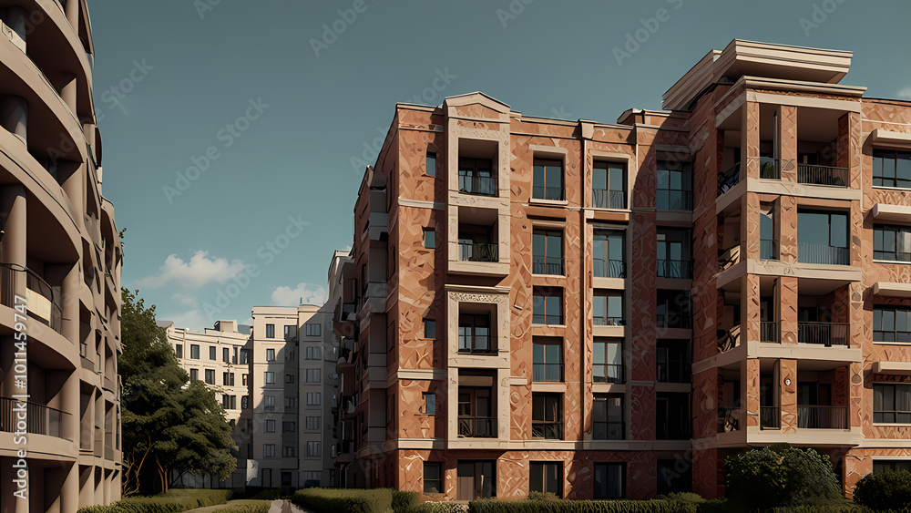 Fototapeta premium Showcasing a pattern view of an apartment building