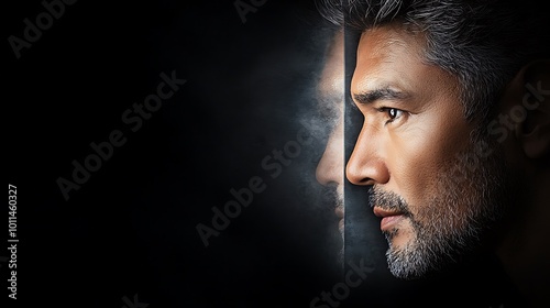 A person looking at their reflection in a mirror, with a determined expression, symbolizing the inner strength and resilience required to face failures and challenges. The mirror reflects a 