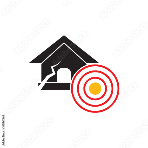 Earthquake seismic wave vector graphic illustration with copy space