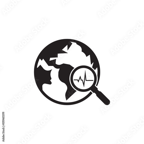 Earthquake seismic wave vector graphic illustration with copy space