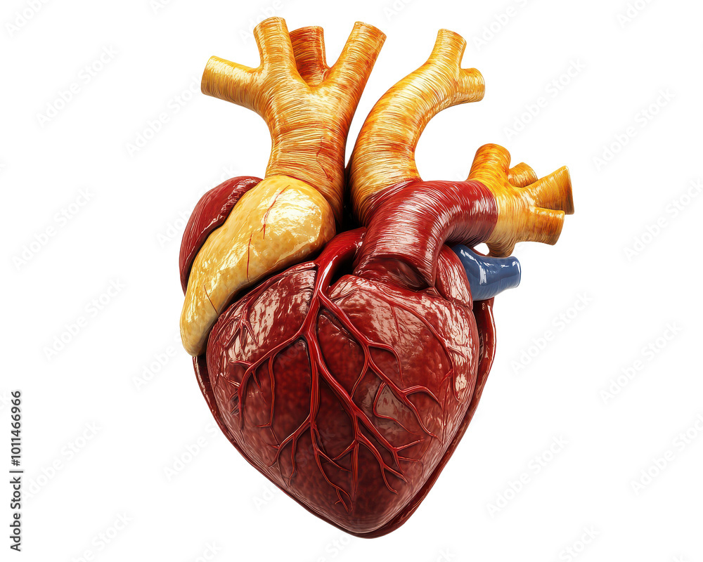 Naklejka premium Anatomical heart model, white isolate background