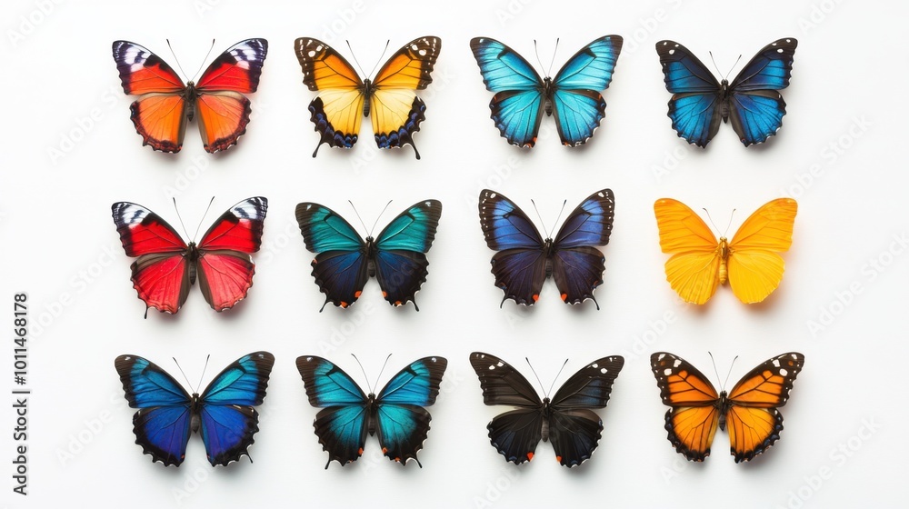 a bunch of butterflies that are on a white background a bunch of butterflies that are on a white background