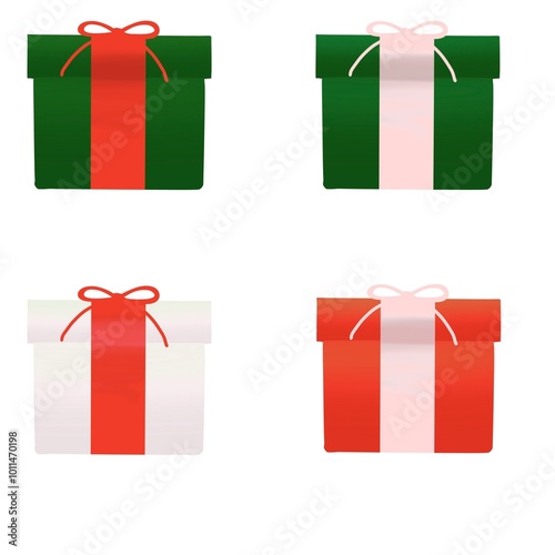 Gift box without background for print, photocard, element design, icon, logo, christmas card, christmas graphic resource photo