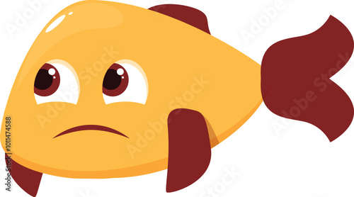 Sad cartoon fish expressing disappointment with big eyes