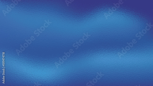 Metallic blue foil texture background with shiny wave design, glass effect. Vector illustration