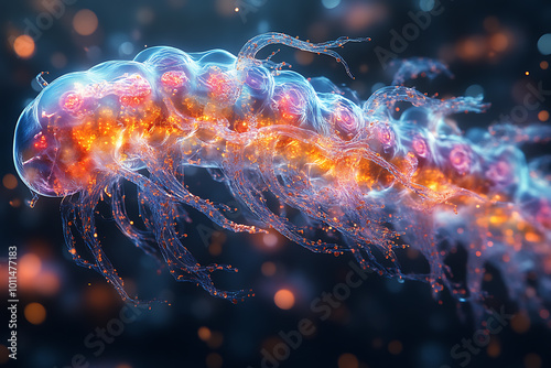  small mech nanorobots using metal micro tentacles to destroy cholesterol cells. A futuristic concept showcasing advanced biotechnology and medical innovation. 