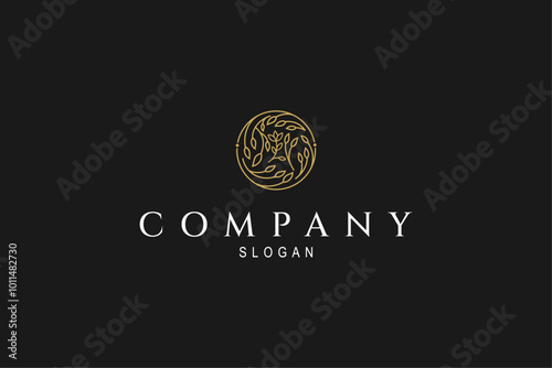 Luxurious Nature floral leaf ornament logo icon design template.