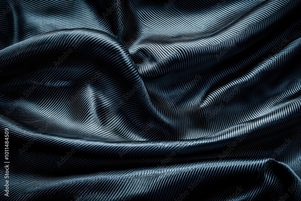 Naklejka premium Abstract Texture of Draped Black Fabric with Vertical Stripes