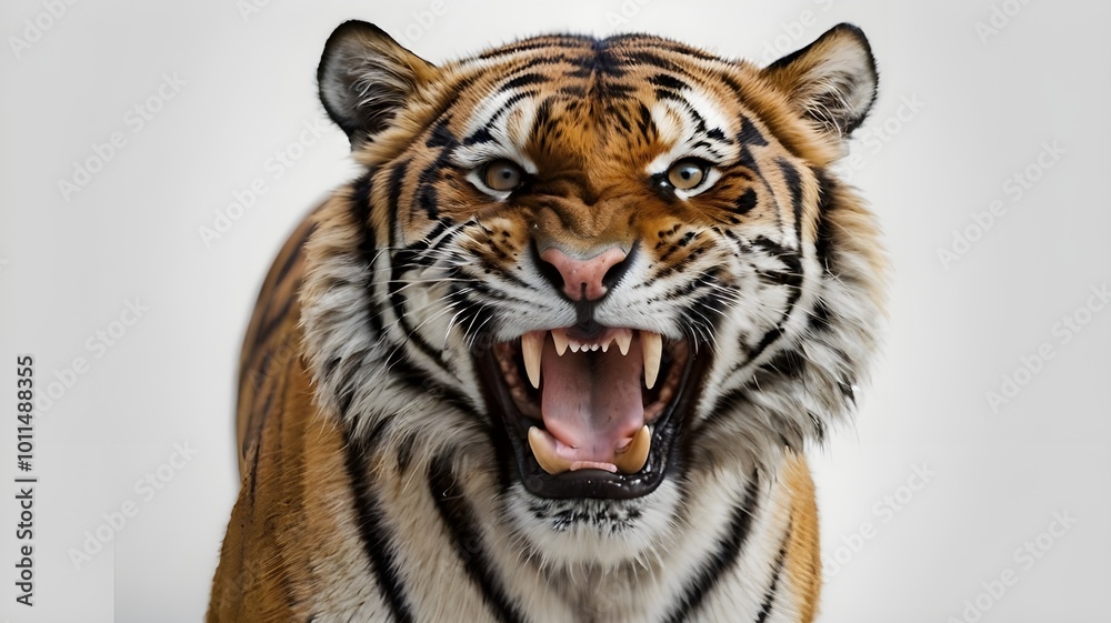 Tiger roars on white background Tiger roars on white background