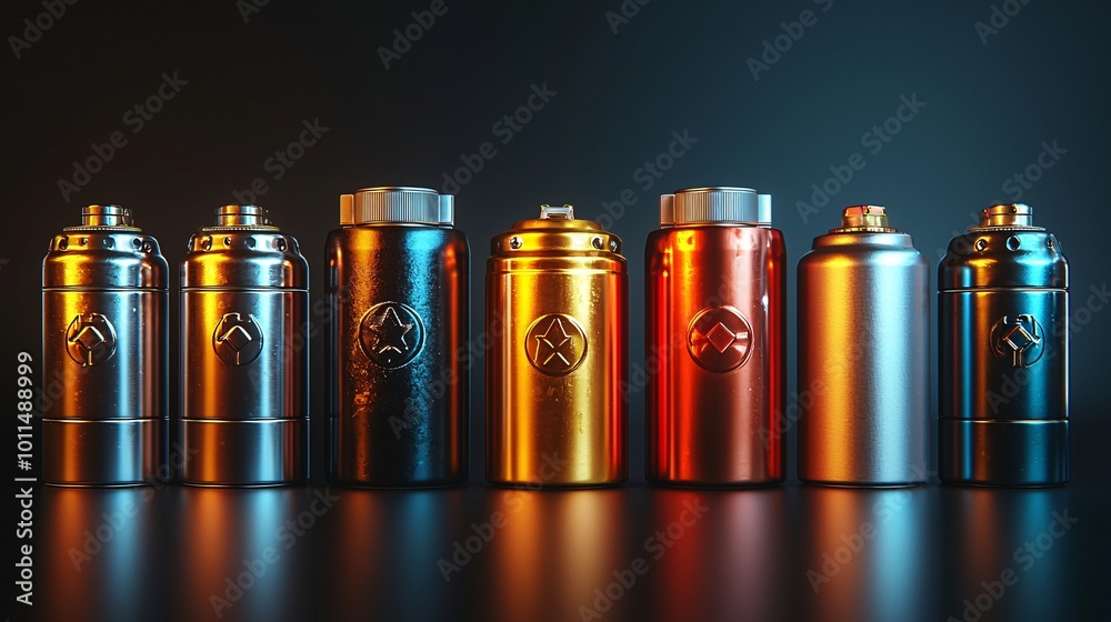 Fototapeta premium Different Types of Cylindrical Objects in Various Colors