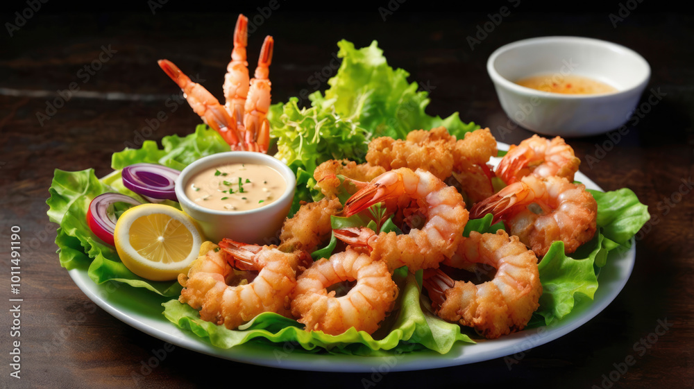 Golden Fried Frittura Mista Seafood Platter with Crispy Shrimp and Calamari for a Perfect Appetizer. Golden Fried Frittura Mista Seafood Platter with Crispy Shrimp and Calamari for a Perfect Appetizer.